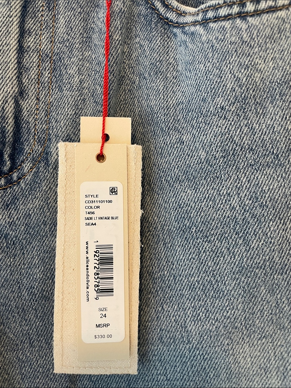 Alice + Olivia Vintage Blue High-Rise Wide Leg Jeans - Picture 3 of 6